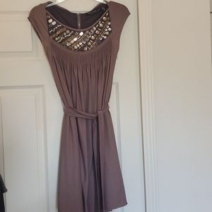 Marc New York Plum Dress with Gem necklace detail